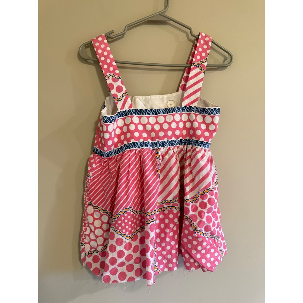 Tibi New York Pink Polka Dot Stripe Silk Cotton Nautical Babydoll Camisole Top 0 - Picture 3 of 6